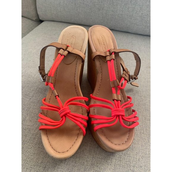 COACH Georgian Neon Cork Wedges Sz 9 - Picture 7 of 10